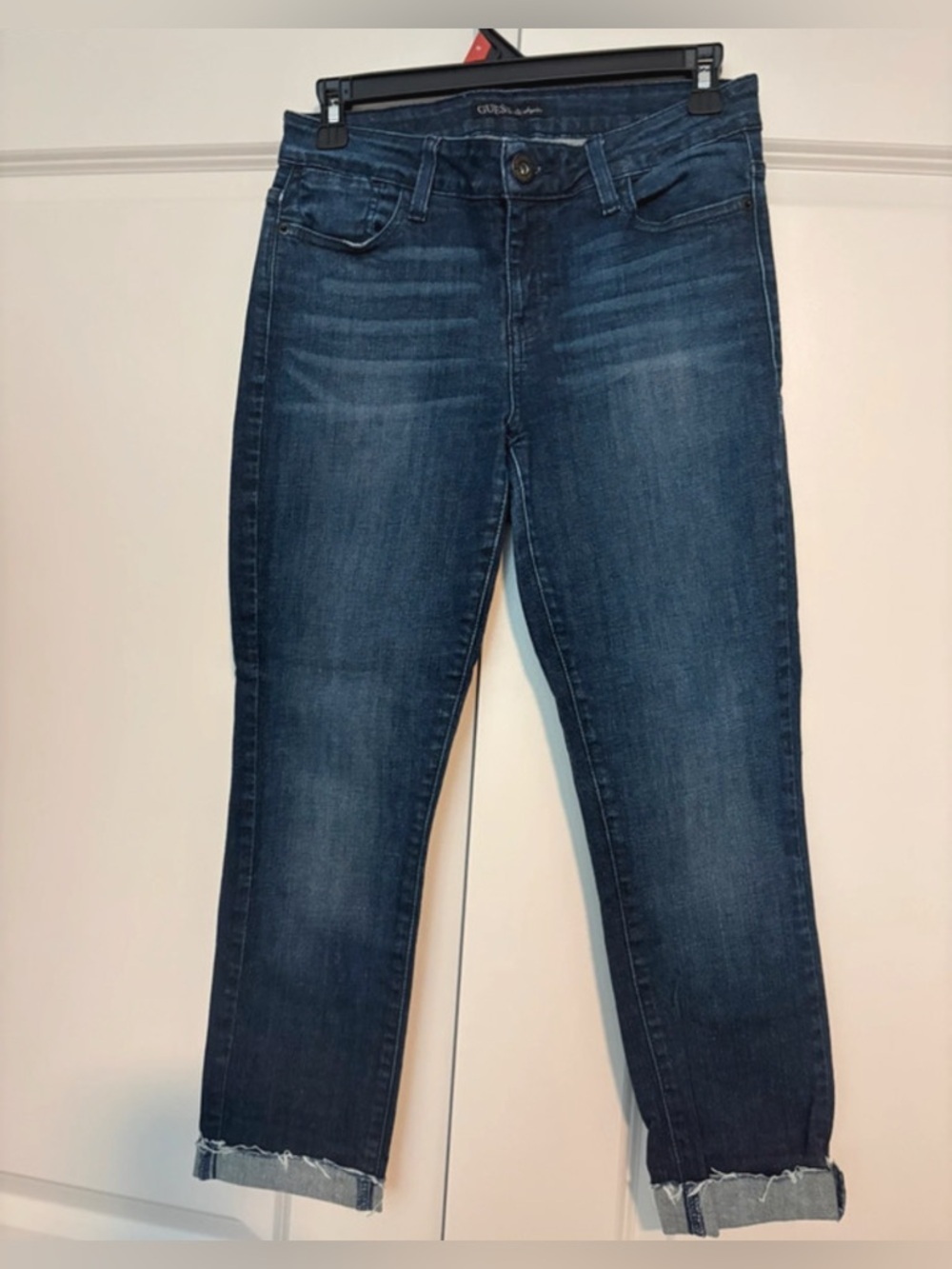 VGC-27 Mid-Rise GUESS Cropped Slim Jeans in Dark Blue